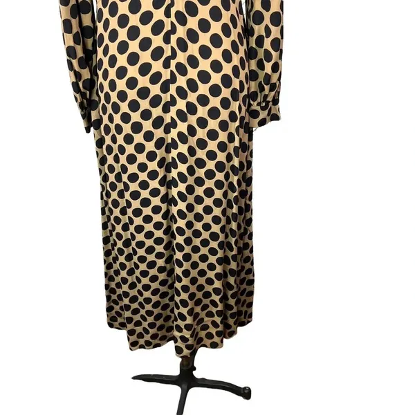 Rachel Pally Polka Dot Puff Sleeve Midi Dress Tan Black‎ Size Medium - Image 8