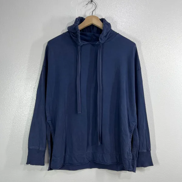 Aerie Cowl Neck Soft Pullover Sweatshirt Women's Small‎ P Faded Blue Side Slits - Image 2