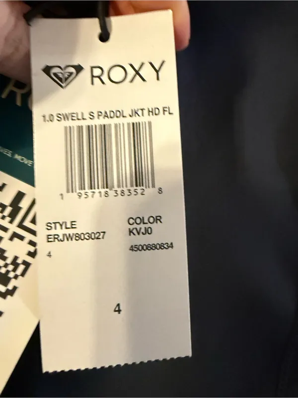 NEW ROXY Size 4 swell 1.0 paddle jacket hooded wetsuit women's black pink - Image 4
