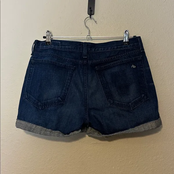 RAG & BONE Cuffed Dark Denim‎ HIGH RISE SHORTS Size 28 - Image 6
