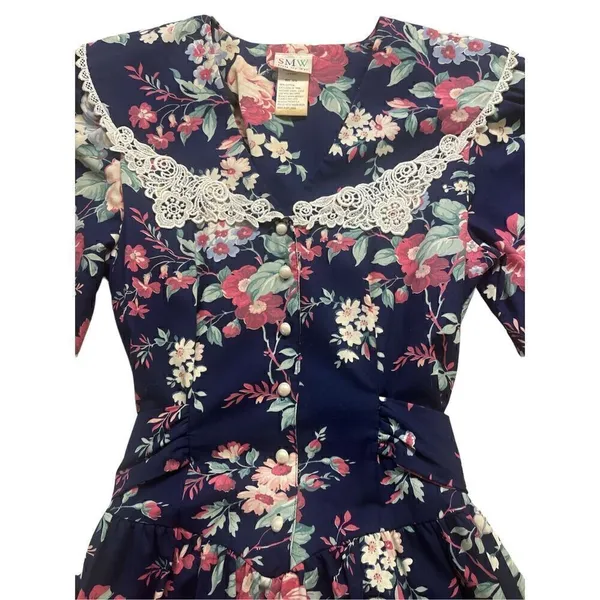 Vintage 1980’s dress Style My Way floral print sz 9/10 - Image 3