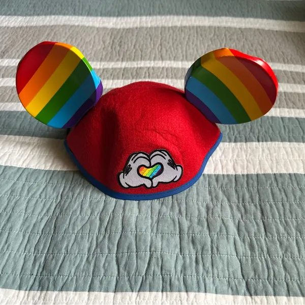 Disney Parks Rainbow Pride Mickey Ears Hat Love Hands Mouse Heart - Image 3