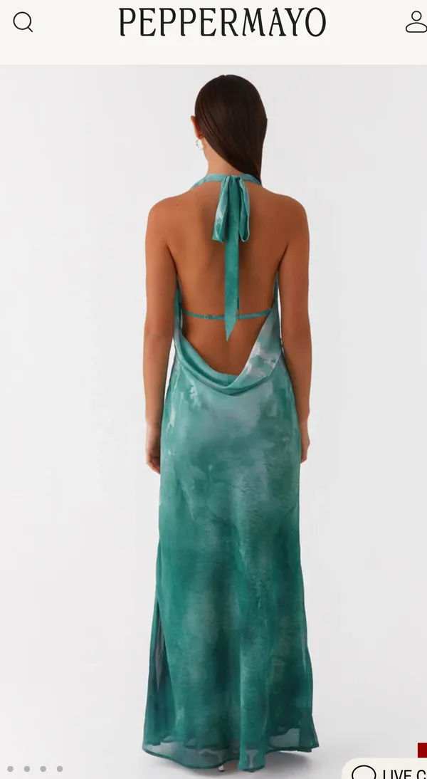 Peppermayo Cowl Neck Maxi Dress Green Tie Dye - Image 2