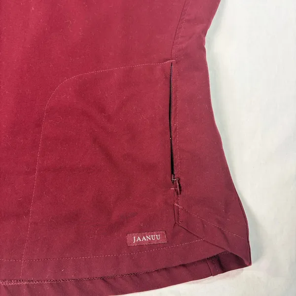 Jaanuu womens scrub top. Maroon, 2 front zip pockets. Size M. scrubs uniform - Image 4
