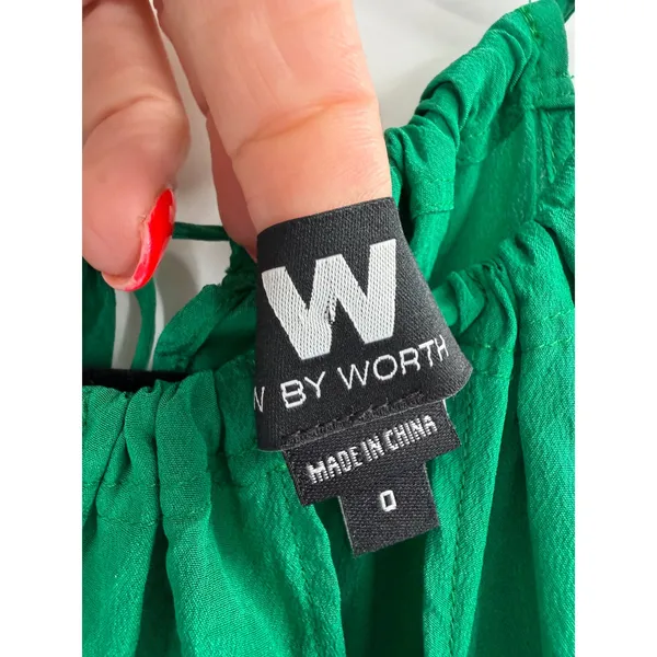 W by Worth‎ Halter Top Womens 0 Green Silk Blend Keyhole Neck Quiet Luxury - Image 2