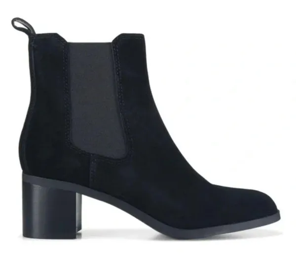 Steve Madden Black Leather Stacked Heel Ankle Boots Suede Booties Size 6B - Image 6