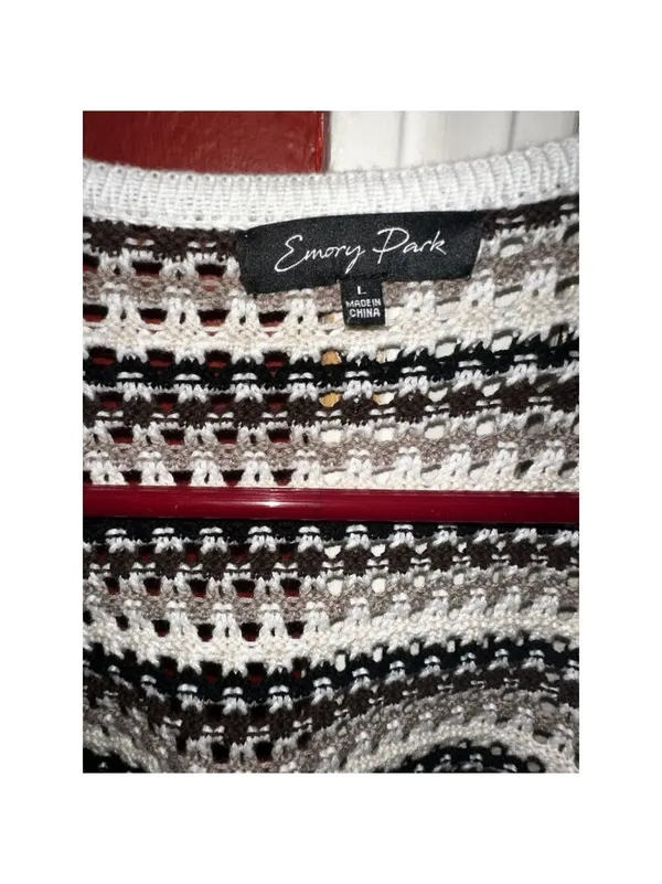 Emory Park Boho Feminine Crochet Knit Cream Multicolored Cropped Sweater - Image 8