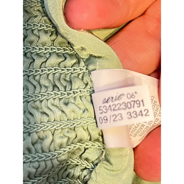 1275 | Aerie Satin Smocked Back‎ Cropped Cami Tank Top Green Womens Large - Image 7