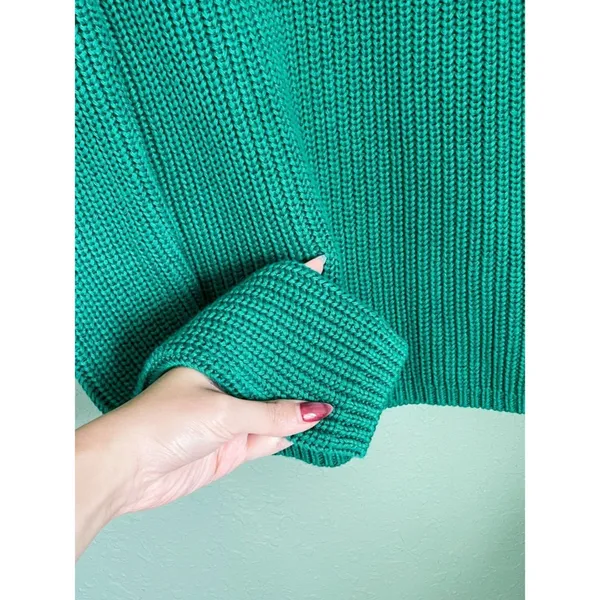 525 America Chunky Cable Knit Crewneck Sweater Size XS Green - Image 6