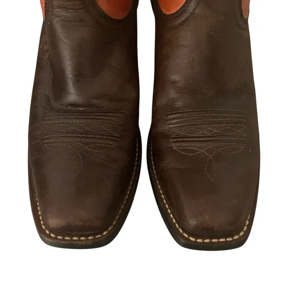 ARIAT Brown & Burnt Orange Leather Cowboy Boots Women’s Size 10 B Style #15821 - Image 7