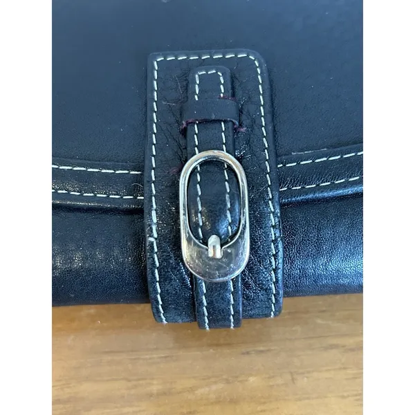 Omnia Crystal Black Leather Trifold‎ Wallet Snap Closure - Image 3
