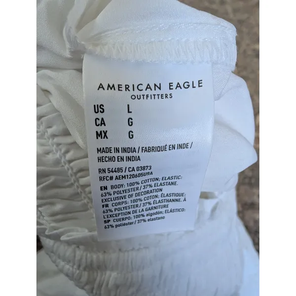 American Eagle White Bella Smocked Tiered Ruffle Romper Women Large NWT - Image 5