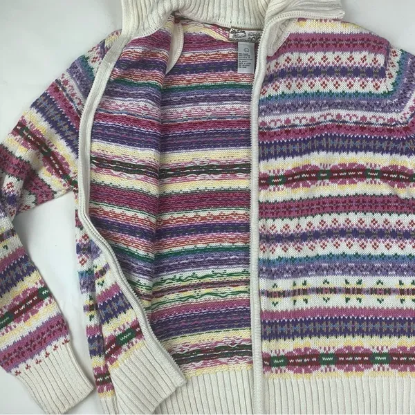Heirloom collectibles size large fair isle multicolor full zip sweater nordic - Image 4