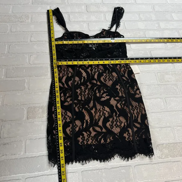 Tobi‎ Slip Dress Womens Medium Black Lace Nude Sheath Mini Date Night Club Chic - Image 3