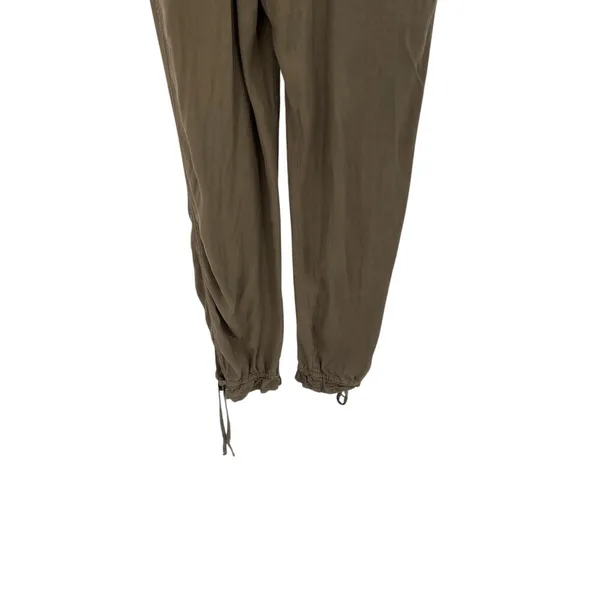 Free People Roaring Rayon Utilitarian jumpsuit Olive Green Drawstring Size‎ 4 - Image 12