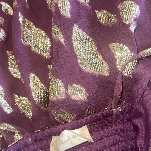 Altar'd State NWOT V Neck Purple Gold Maxi Dress Small - Image 7