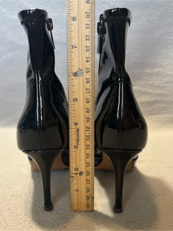 Jessica Simpson Women’s 5.5 Black Patent Pointed-Toe Ankle Boots with Side Zip - Image 6