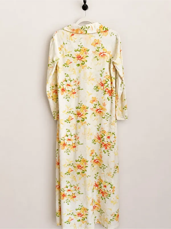 Vintage 70s JCPenney Yellow Floral Maxi Robe Housecoat Small - Image 2