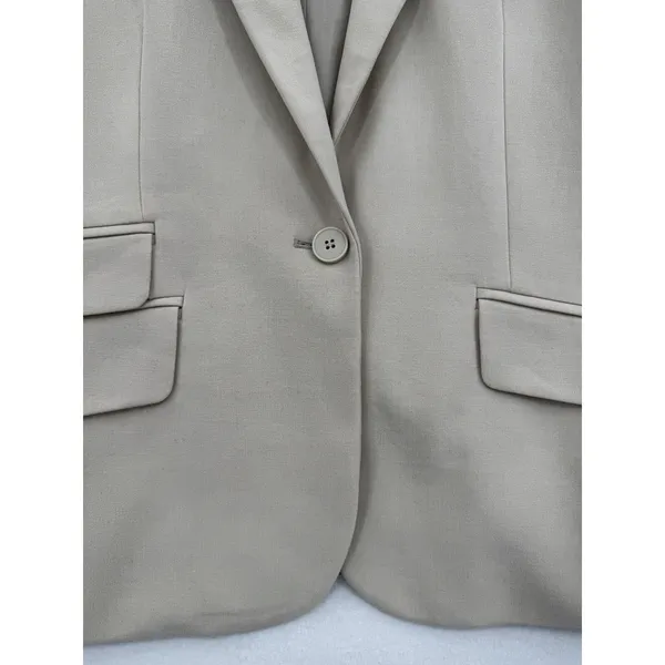 New York & Company Stretch Beige Career Blazer Jacket Office Capsule Women 14 - Image 3