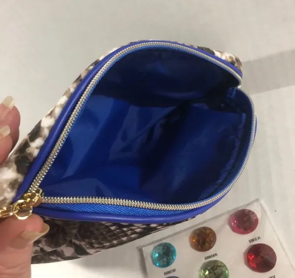 Estee Lauder Butterfly Snakeskin Velvet Cosmetic Makeup Travel Bag Clutch Gem - Image 4