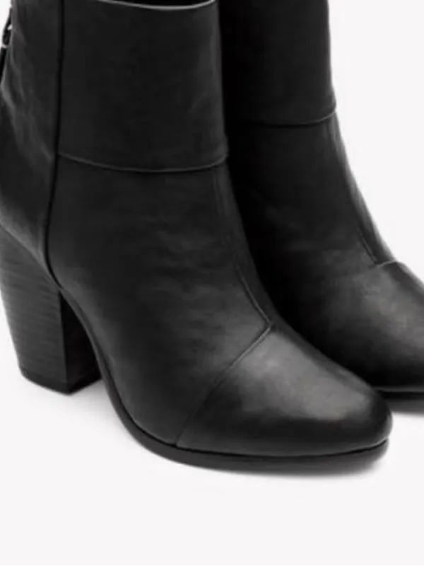 rag & bone Newbury Women’s Black Leather Ankle Boots with Block Heel - Image 6