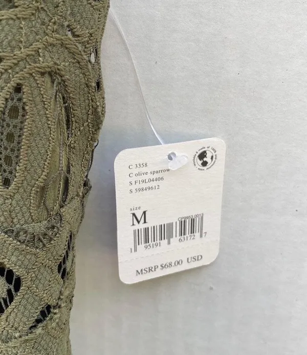 NWT Free People Womens medium olive sparrow green Adella lace cross strap Cami - Image 8