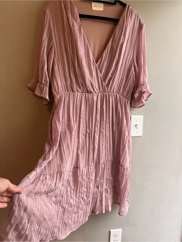 Bella Ella Boutique Crinkle Gauze Tiered Ruffle Dress Size Large - Image 6