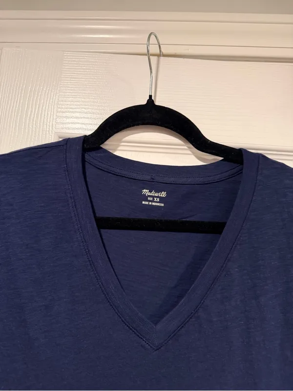NWOT Madewell Size XS Navy Blue V Neck Short Sleeve Slub Cotton Tee Shirt - Image 4