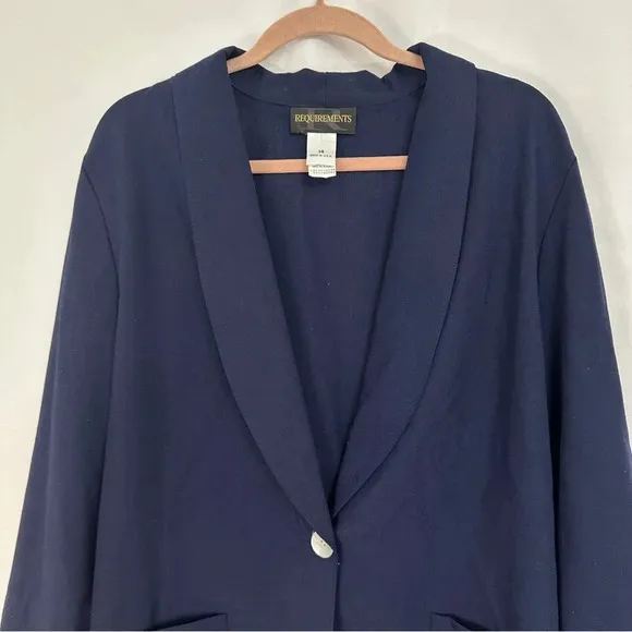 Vintage Requirements Blazer Womens Size 14 One‎ Button Classic Blue Lightweight - Image 2