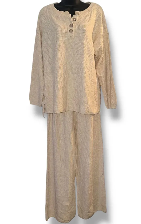 Caracililia two piece waffle knit lounge set - Image 2