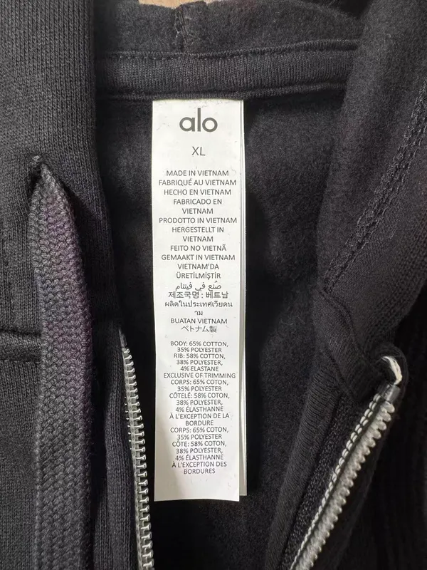 Alo Yoga Black Zip-Up Hoodie XL - Image 6