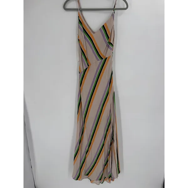 ASTR The Label Midi Dress Womens S Multicolor Striped Slit Boho Party Cocktail - Image 3