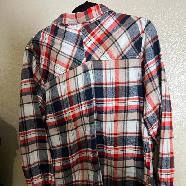 Lucky Brand Red and Blue Plaid Button Down‎ Everyday multicolor Shirt size XL - Image 3