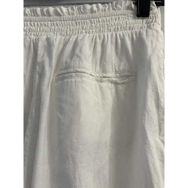 Aerie White Linen Blend Smocked Waist Ruffle Shorts women size S/P - Image 5