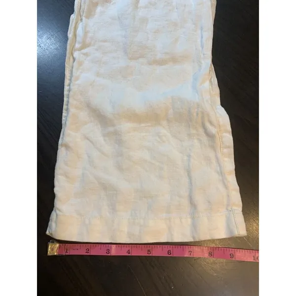H&M‎ LOGG White Linen Blend Pants Women 33x29 Beachy Wedding Bride Resort Cruise - Image 12
