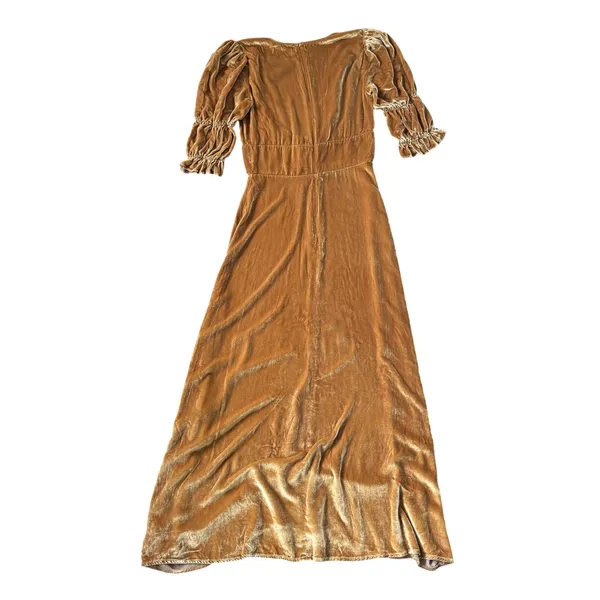 Reformation Maura Velvet Midi Dress Gold - Image 2