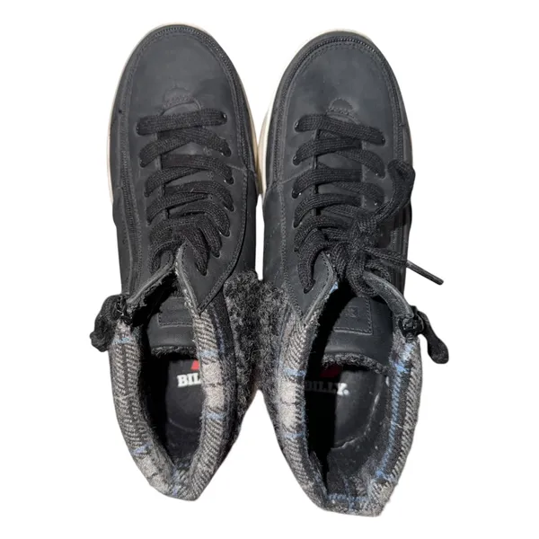 Billy Comfort Cuff Black Faux Shearling Plaid Adaptive High Top Sneakers 8W - Image 5