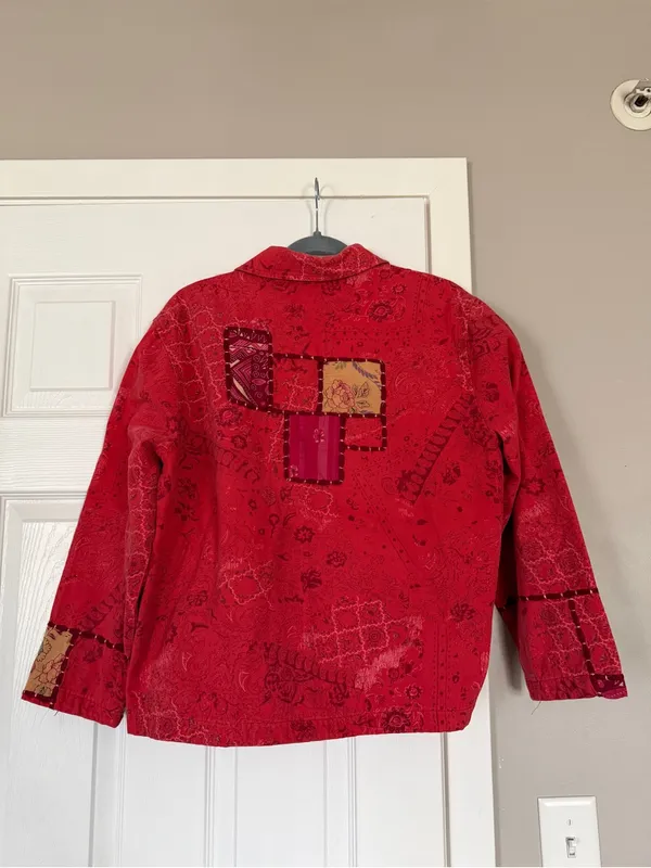 Coldwater Creek Patchwork Coral Summer Lightweight Jacket Boho Bohemian - Image 7