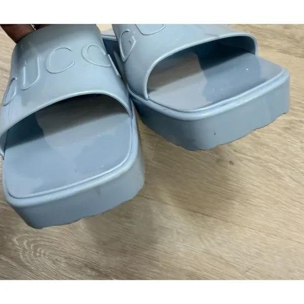 Gucci Jelly Mules Rubber Slides Chunky Blue Y2K Size 38 Resort Beach Luxury - Image 4