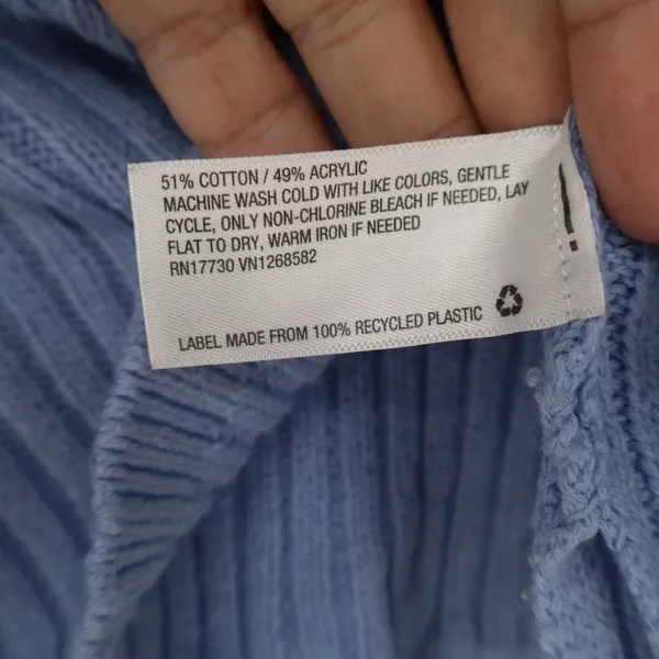 Wild Fable Womens Ribbed V-Neck Sweater Periwinkle Blue Long Sleeve Cropped - Image 3