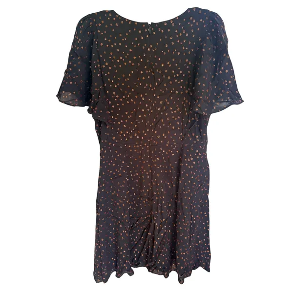 Madewell‎ Metallic Copper Clipdot Wrap Mini Dress Black Womens 12 NEW - Image 8