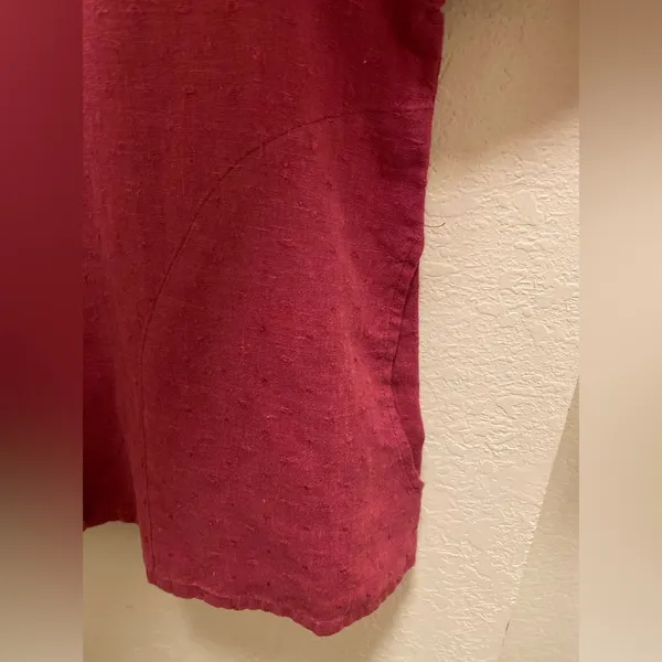 Flax Linen Button Front Swiss Dot Lagenlook Shacket Size Small In Raspberry - Image 7