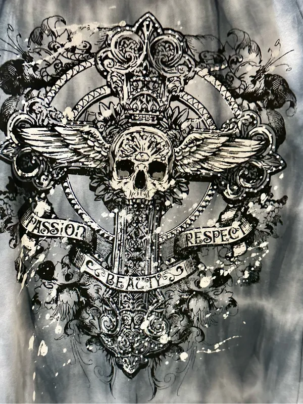 Crash & Burn Y2K graphic hoodie size XS tie dye goth grunge biker rocker - Image 2