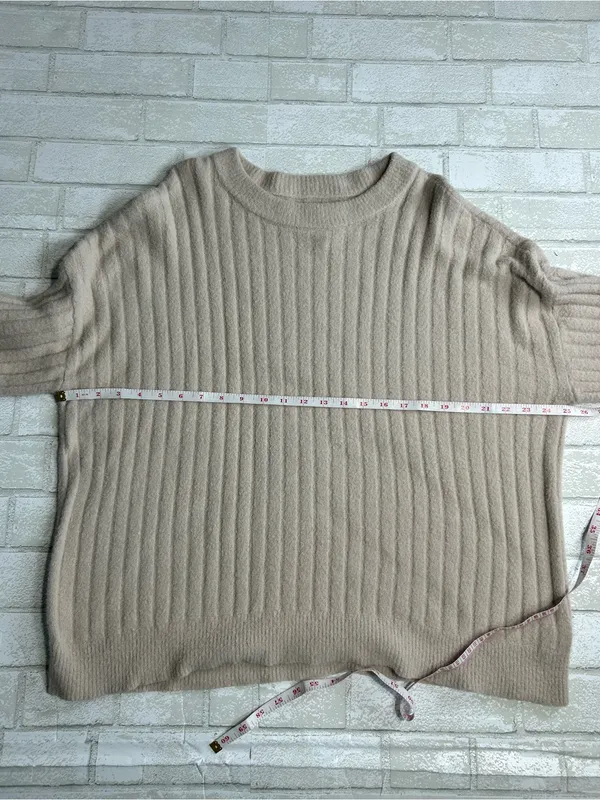 Aerie Women's Ribbed Crewneck Sweater - Beige Size Medium - Image 4