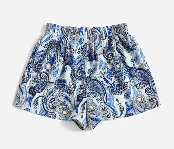 Floral Paisley Print Elastic Waist Shorts - Image 2