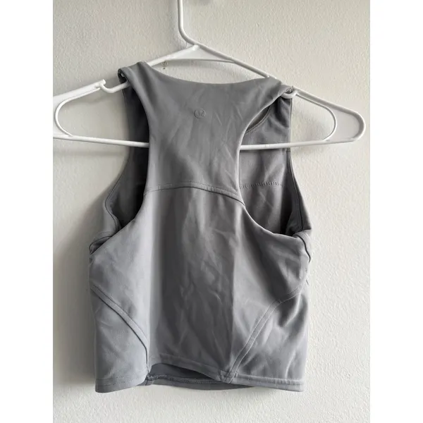 Lululemon Wunder train Tank Top Grey High‎ Neck Racerback Size 0 - Image 3