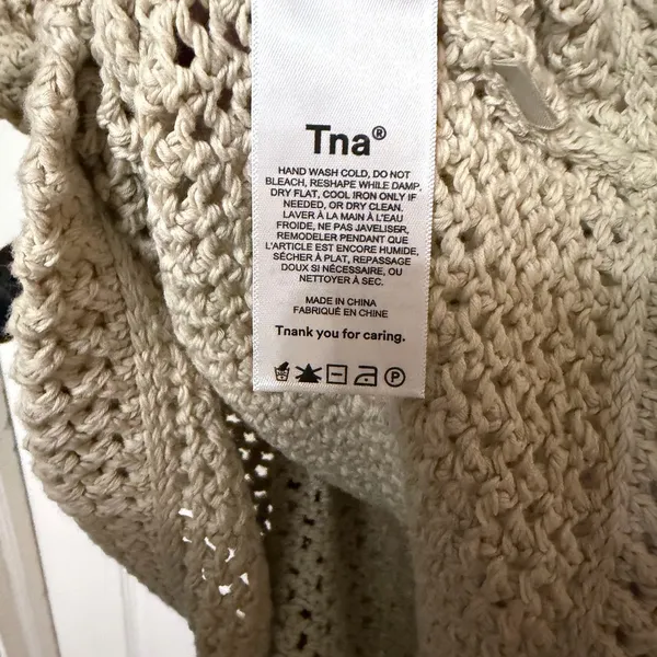 TNA‎ x ARITZIA dundas open knit sweater vest tan size large - Image 8