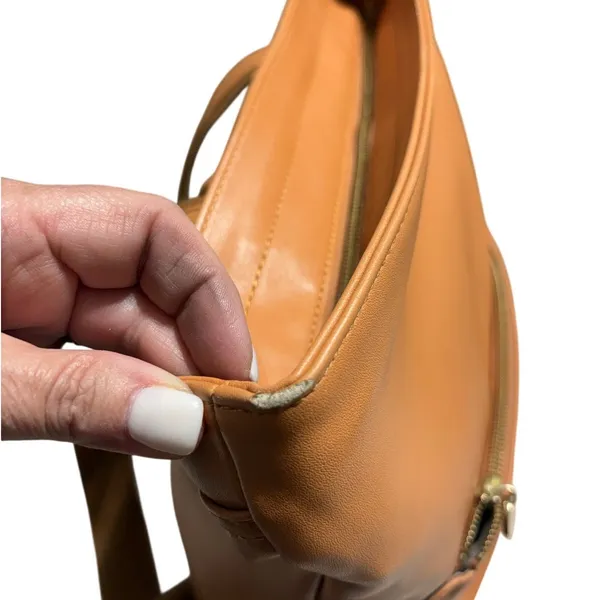 Mark And Graham Vegan Leather Backpack Top Zipper Camel - Image 5