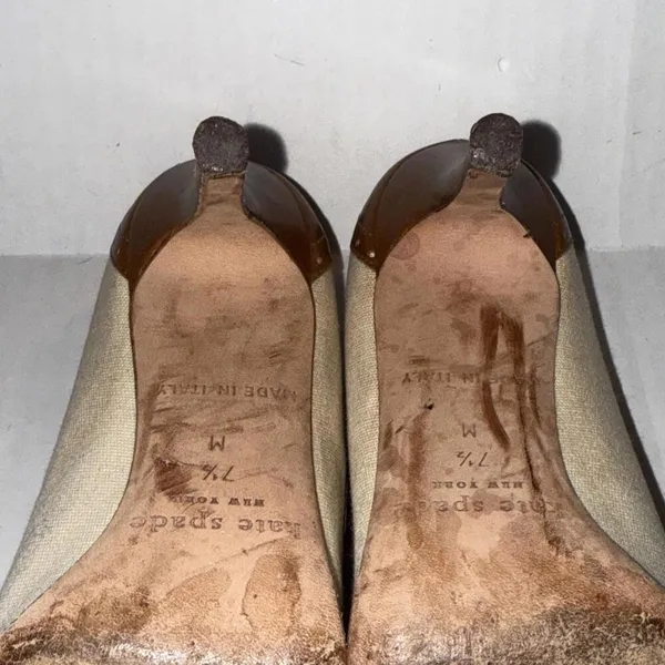 Kate Spade Preppy Peep Toe Old Money Luxury Designer Classic Pumps‎ Size 7.5M - Image 7