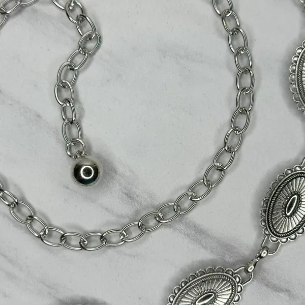 Western Concho Silver Chain Belt One Size (OS) ✨ - Image 11